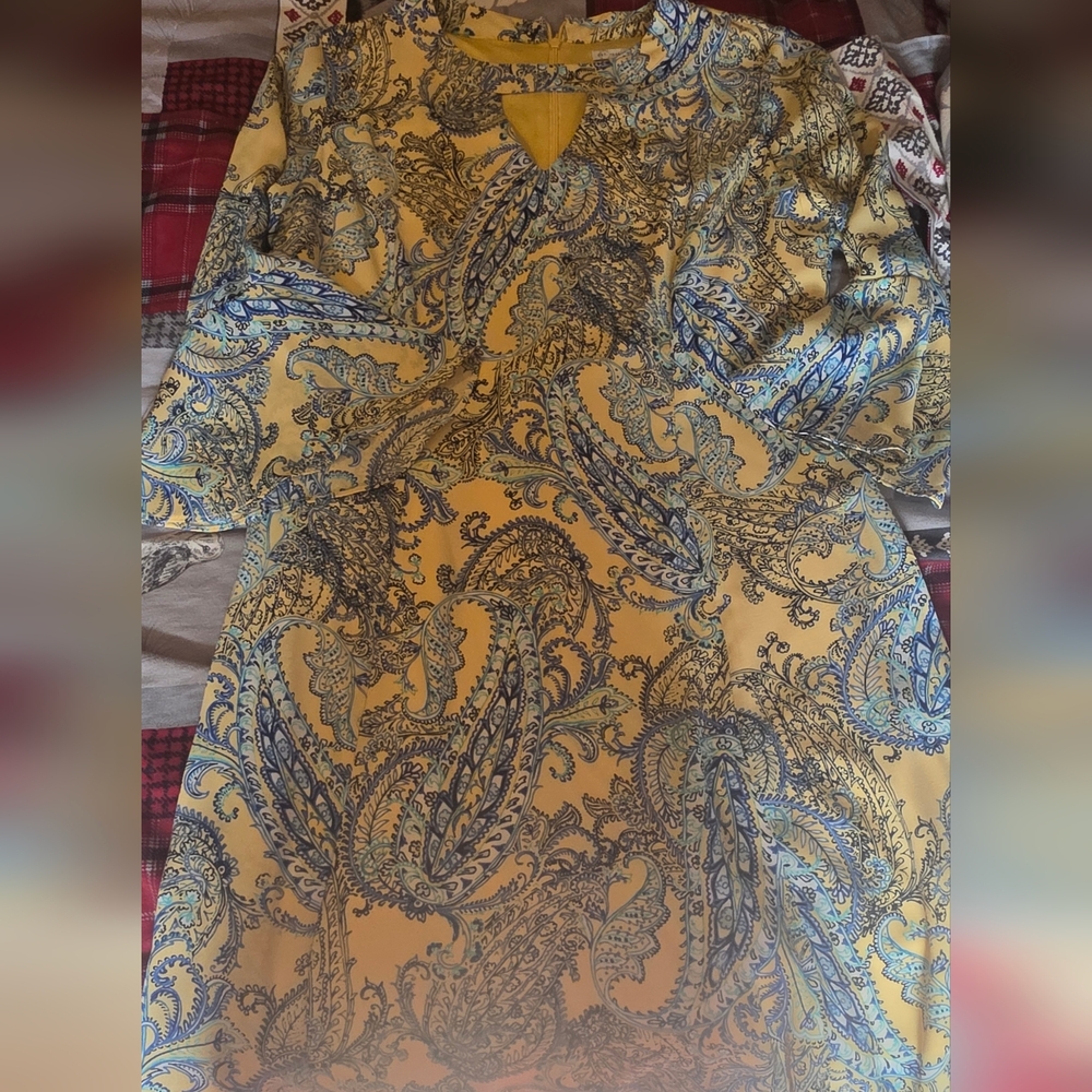 Cato Yellow and Blue Paisley Dress